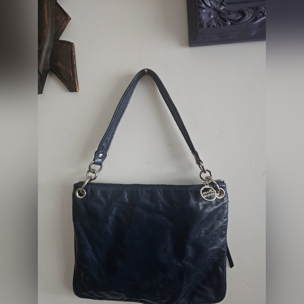 Coach 17048 Poppy Blue Glazed Leather Crossbody Shoulder Bag Purse - Picture 4 of 11